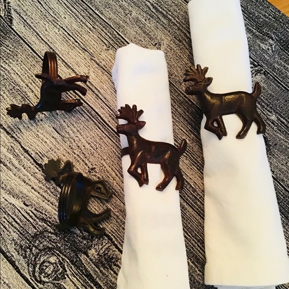 4 napkin rings (deers in brown metal ) - Picture 2 of 3
